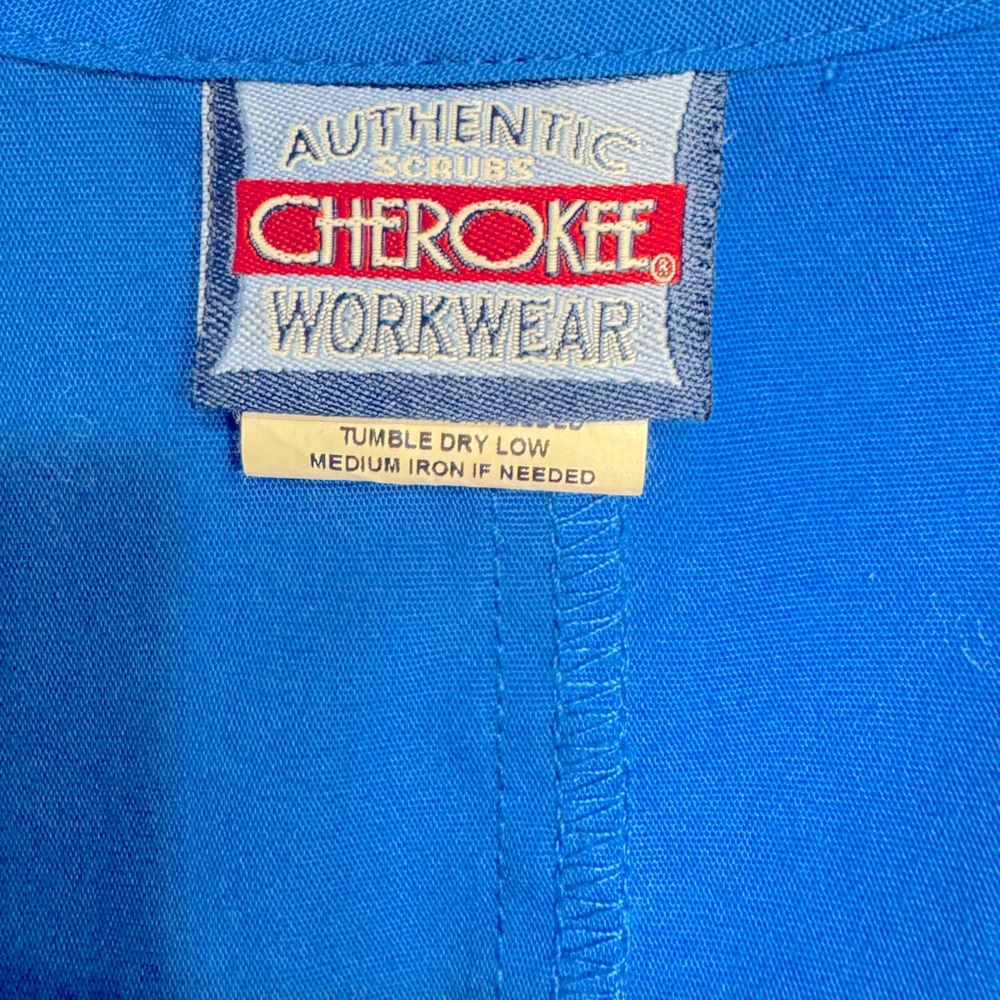 Authentic Cherokee Scrub Workwear Vneck Short Sleeve Shirt Royal Blue 2XL Unisex - Picture 3 of 5